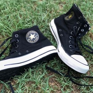 Black Gold Custom Design Converse High Tops Unisex